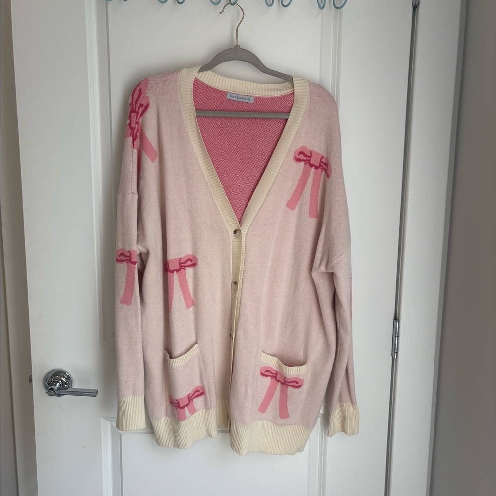 Miss Sparkling Pink Cardigan with Bows